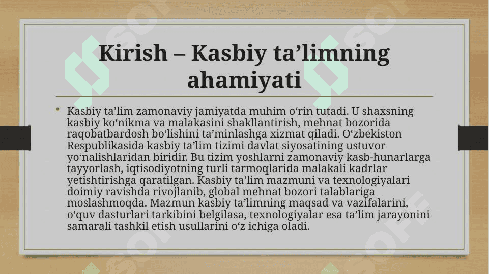 Kasbiy ta’lim mazmuni va texnologiyalari 3