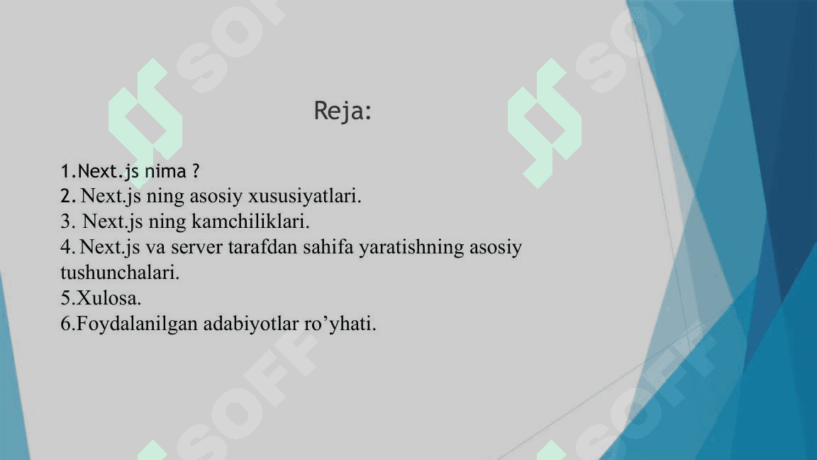 Mavzu:Next.js va server tarafdan sahifa yaratish imkoniyatlari 2