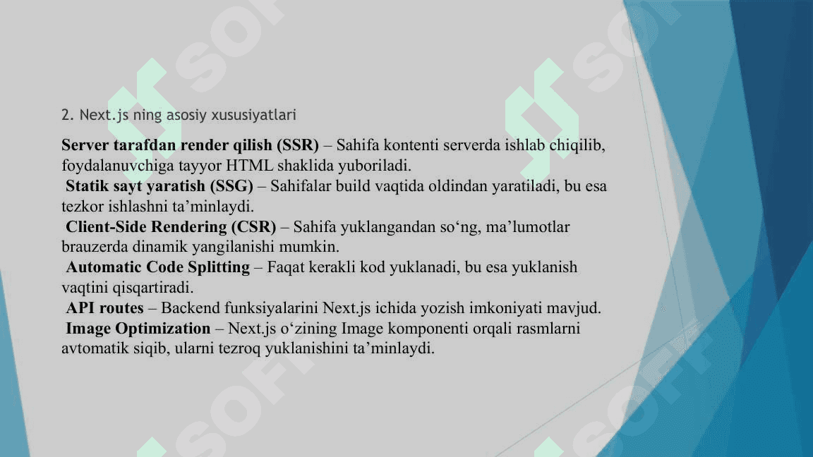 Mavzu:Next.js va server tarafdan sahifa yaratish imkoniyatlari 4