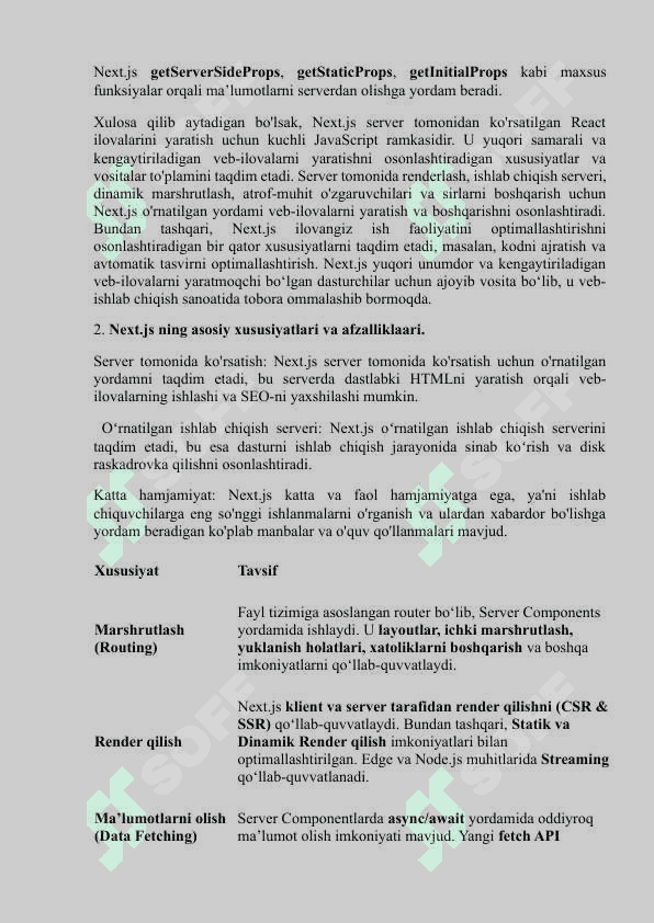 MAVZU: NEXT.JS VA SERVER TARAFDAN SAHIFA YARATISH IMKONIYATLARI. 3
