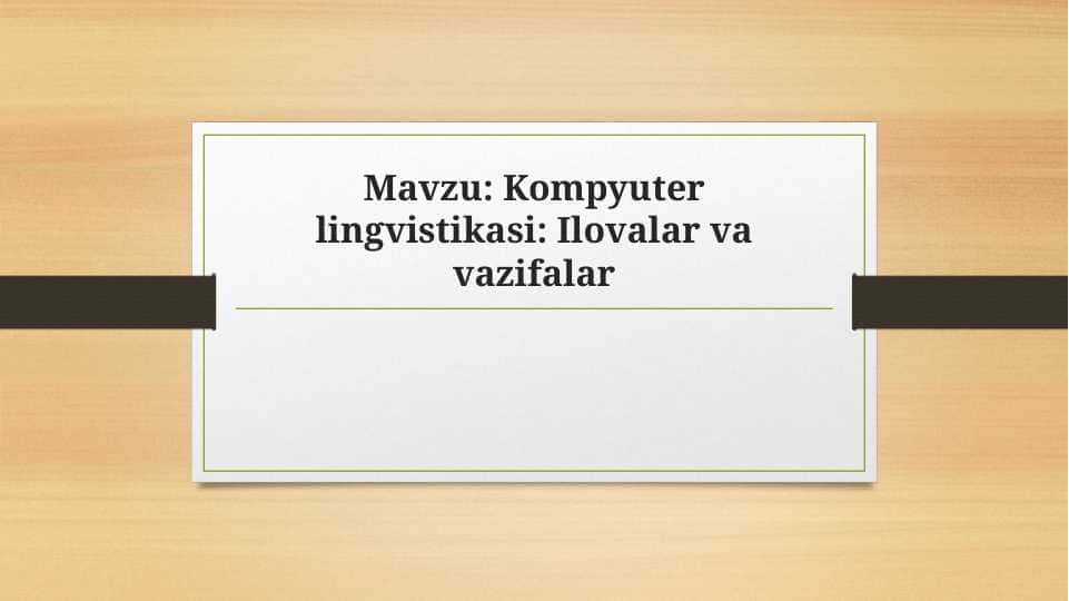 Kompyuter lingvistikasi Ilovalar va vazifalar