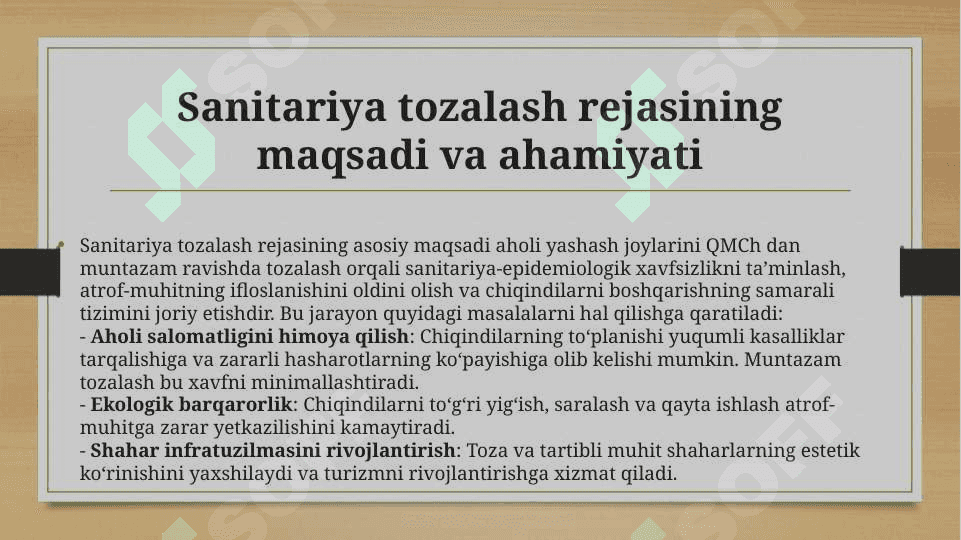 Aholi turar joylarini qattiq maishiy chiqindilardan sanitariya tozalash rejasini ishlab chiqish. 3