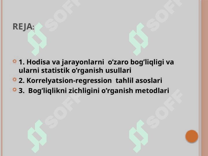 O‘ZARO BOG‘LANISHLARNI STATISTIK O‘RGANISH 2