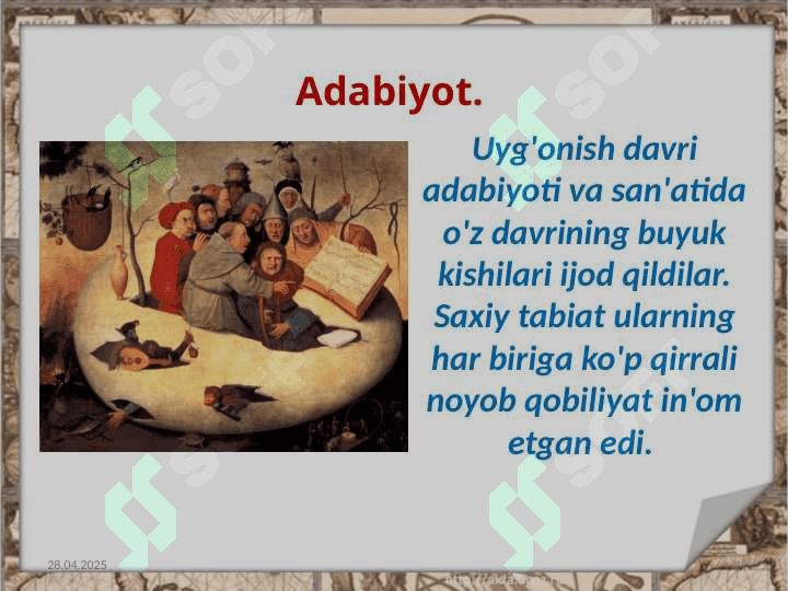 Garbiy yevropada uyg`onish davri madanyati 4