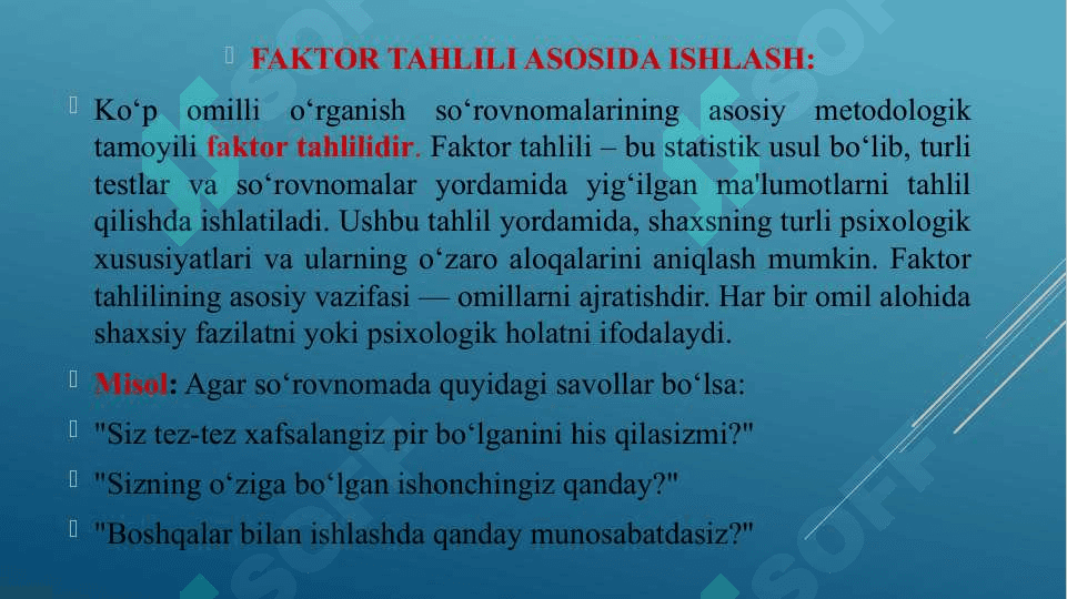 Ko‘p omilli shaxsning o‘rganish so‘rovnomalari 4
