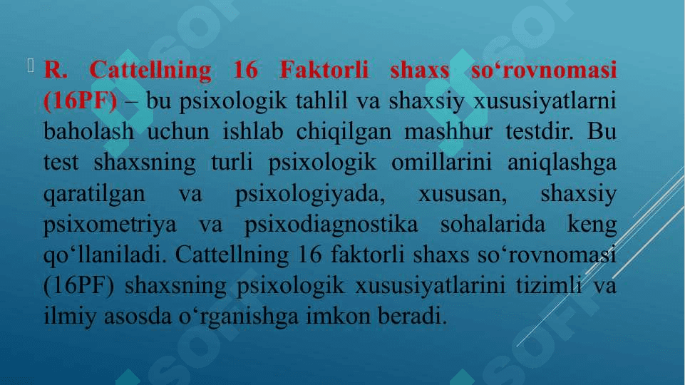 Ko‘p omilli shaxsning o‘rganish so‘rovnomalari 6