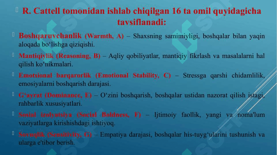 Ko‘p omilli shaxsning o‘rganish so‘rovnomalari 8