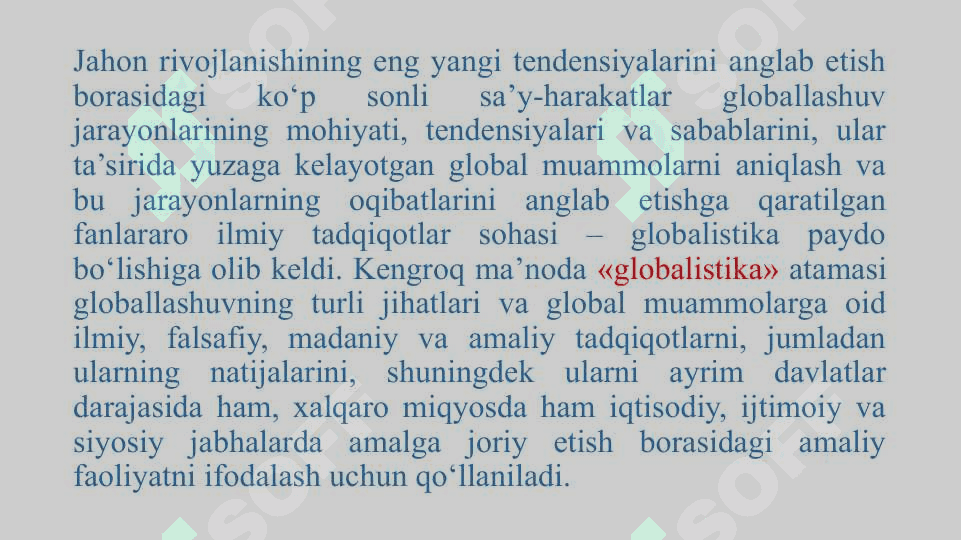 Global jarayonlar va barqaror taraqqiyot 2