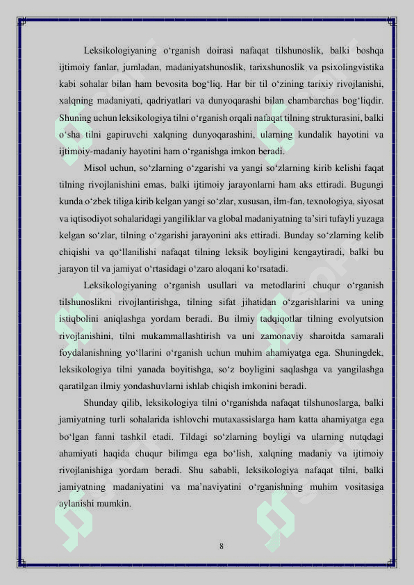 Hozirgi o‘zbek adabiy tili leksikologiyasi 8