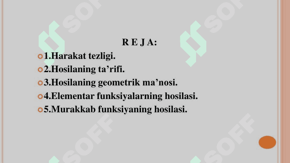 Hosilaning tatbiqlari 2