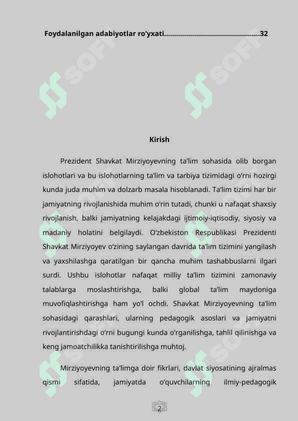 Prezident Shavkat Miromonovich Mirziyoyev asarlarining ta’limiy-tarbiyaviy ahamiyati 2