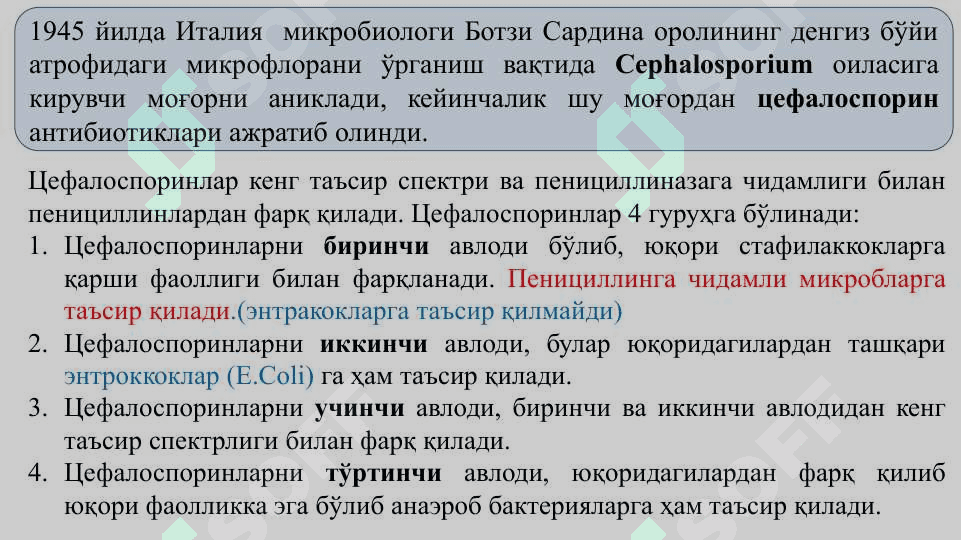 Антибиотиклар гуруҳига кирган дори воситалари. Аминогликозид антибиотиклар. 8