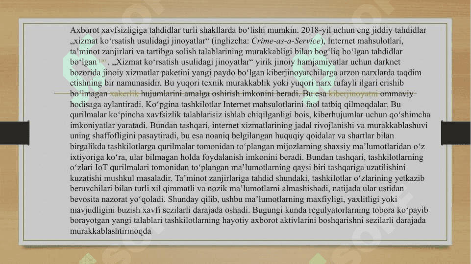 AXBOROT XAVFSIZLIGI VA AXBOROTLARNI HIMOYALASHNING TEXNIK VA DASTURIY VOSITALARI 4
