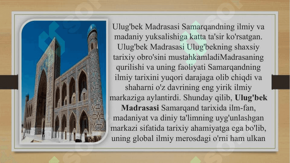 Ulug'bek madrasasi 4