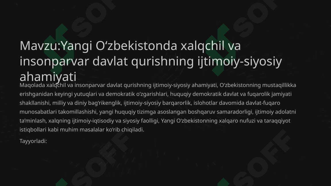 Yangi O‘zbekistonda xalqchil va insonparvar davlat qurishning ijtimoiy-siyosiy ahamiyati 2