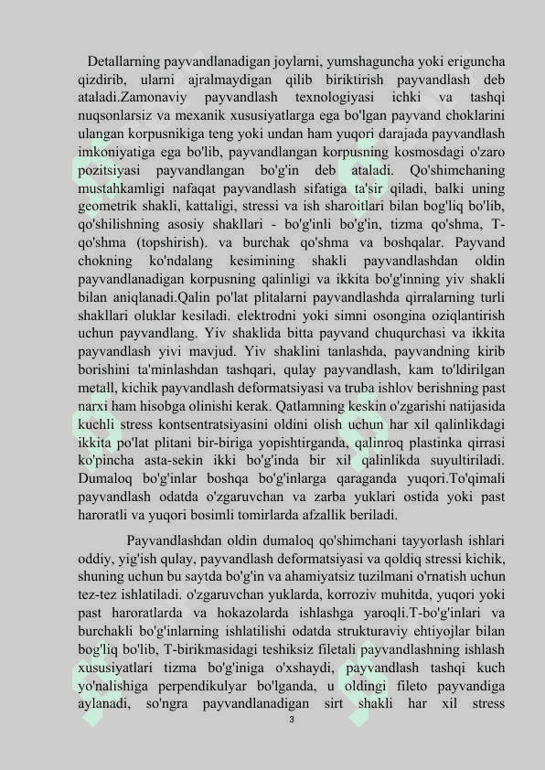 Zamonaviy payvandlash ishlarining texnologiyasi va payvandlash usullari 3