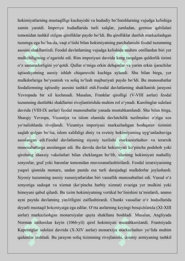 Rivojlangan o‘rta asrlar davlatchiligi va boshqaruvi 25 3
