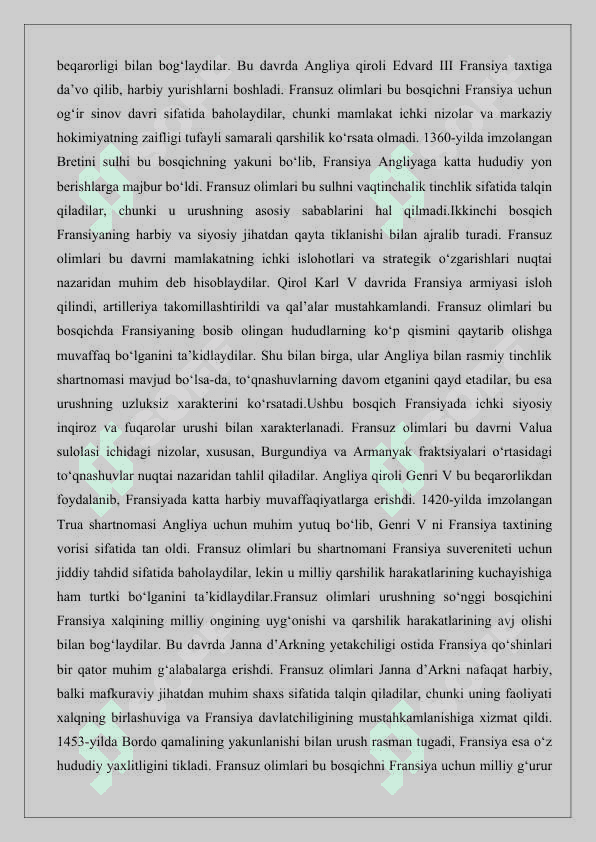 Yuz yillik urushi tarixiga oid fransuz tilidagi ilmiy tadqiqotlar 25 4