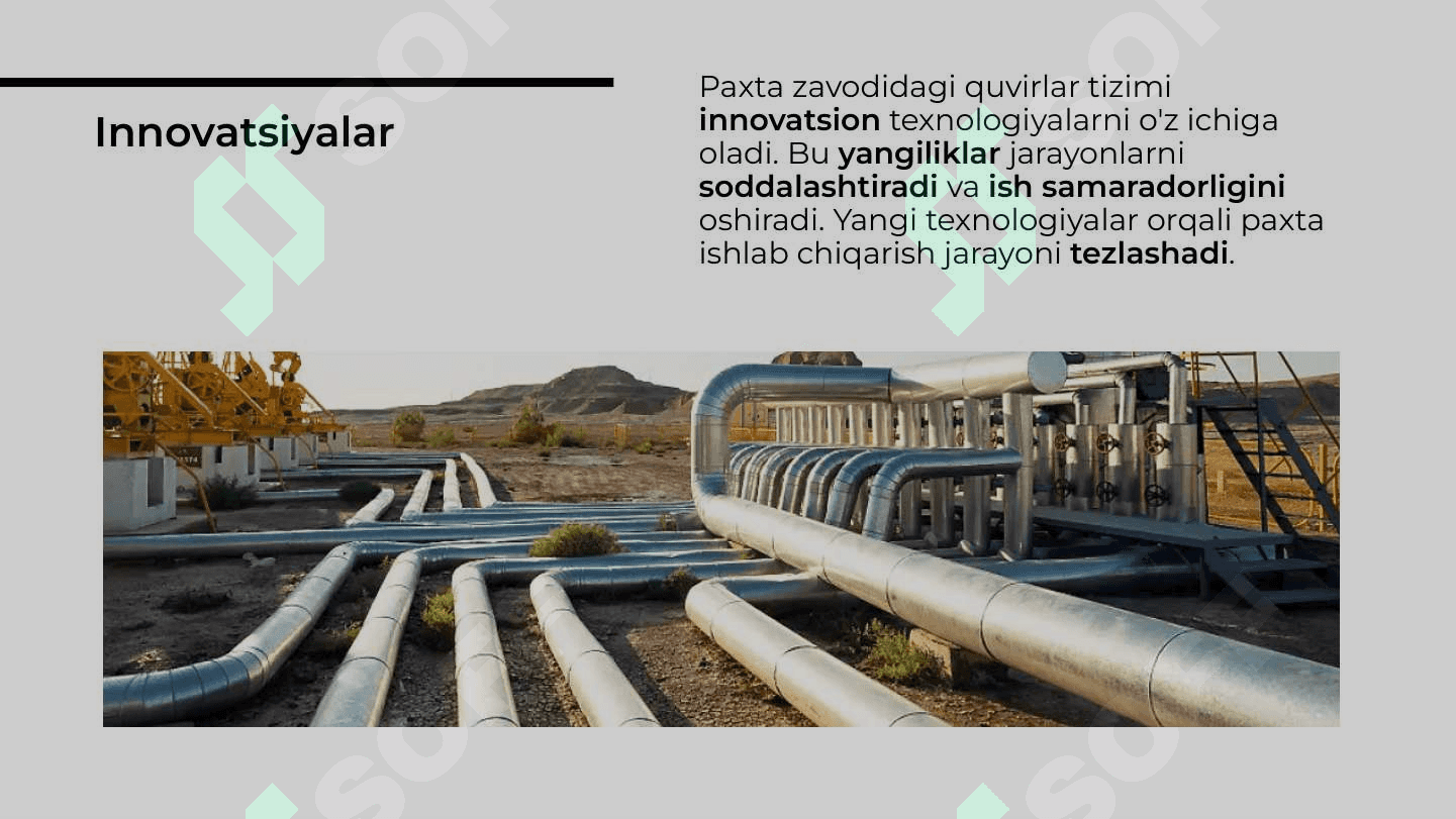 Paxta zavodidagi quvirlar tizimining umumiy afzalliklari 4
