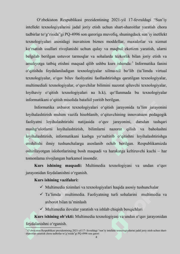 Multimediya texnologiyasi va undan o‘quv jarayonida foydalanish 4