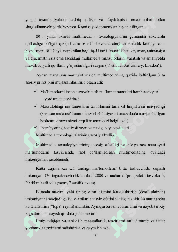 Multimediya texnologiyasi va undan o‘quv jarayonida foydalanish 7