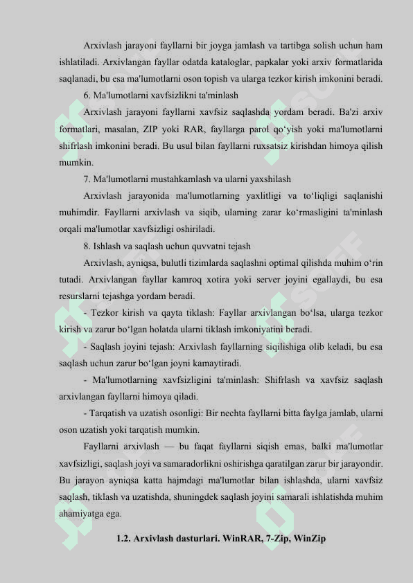 Fayllarni arxivlash. Kompyuter viruslaridan saqlanish 4
