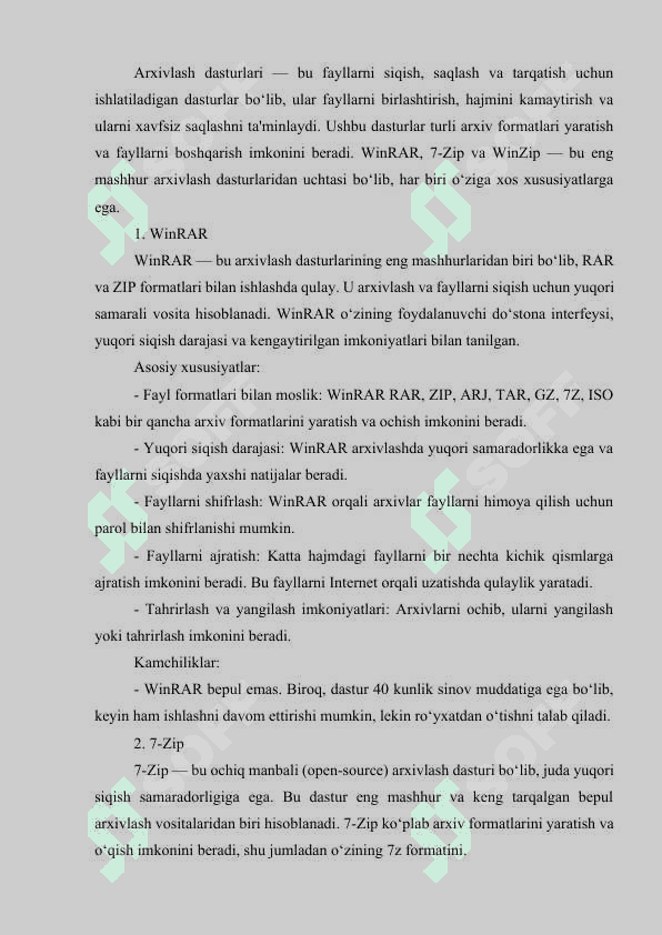 Fayllarni arxivlash. Kompyuter viruslaridan saqlanish 5