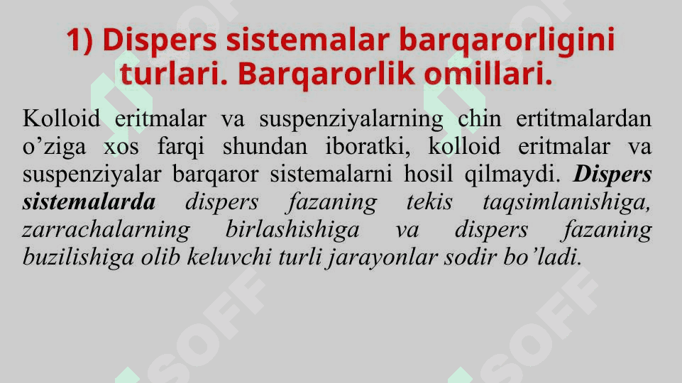 Dispers sistemalarning barqarorligi va koagulyatsiyasi 2