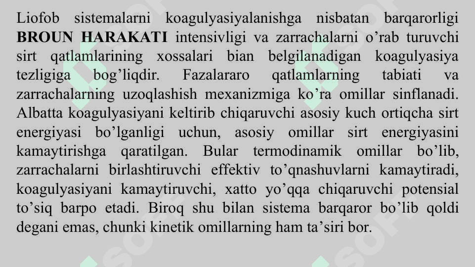 Dispers sistemalarning barqarorligi va koagulyatsiyasi 8
