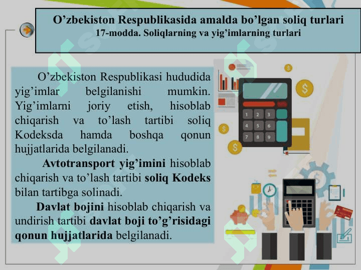 O‘zbekiston Respublikasining soliq tizimiga umumiy tavsif. 8