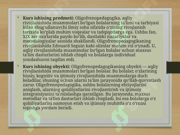 Oligofrenopedagogikaning rivojlanish tarixi. Oligofrenopedagogika sohasiga hissa qo‘shgan olimlar. 5