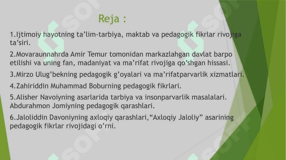 XIV asrning ikkinchi yarmi va XVI asrda Movaraunnahrda tarbiya, maktab va pedagogik fikrlar rivoji 2