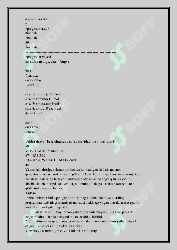 C++ dasturlash tilining standart kutbxonalari 8