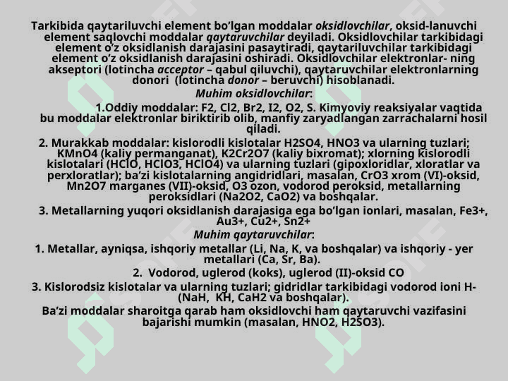 Оksidlаnish-qaytarilish  reaksiyalаri. Elеktrоliz 3