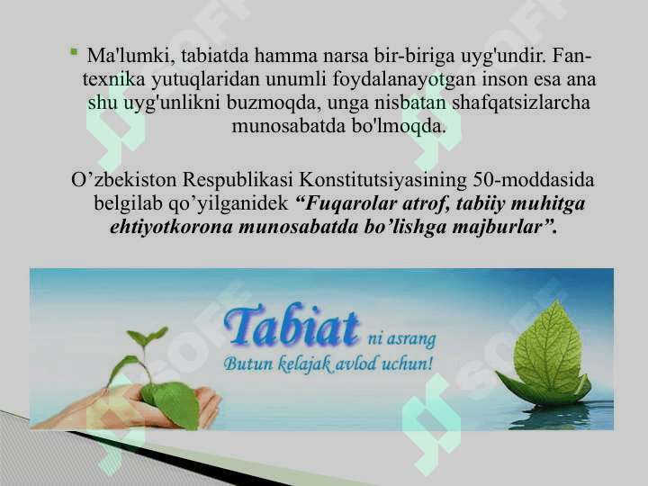 INSONIYATNING    EKOLOGIK     IXTISOSLASHISHI 2