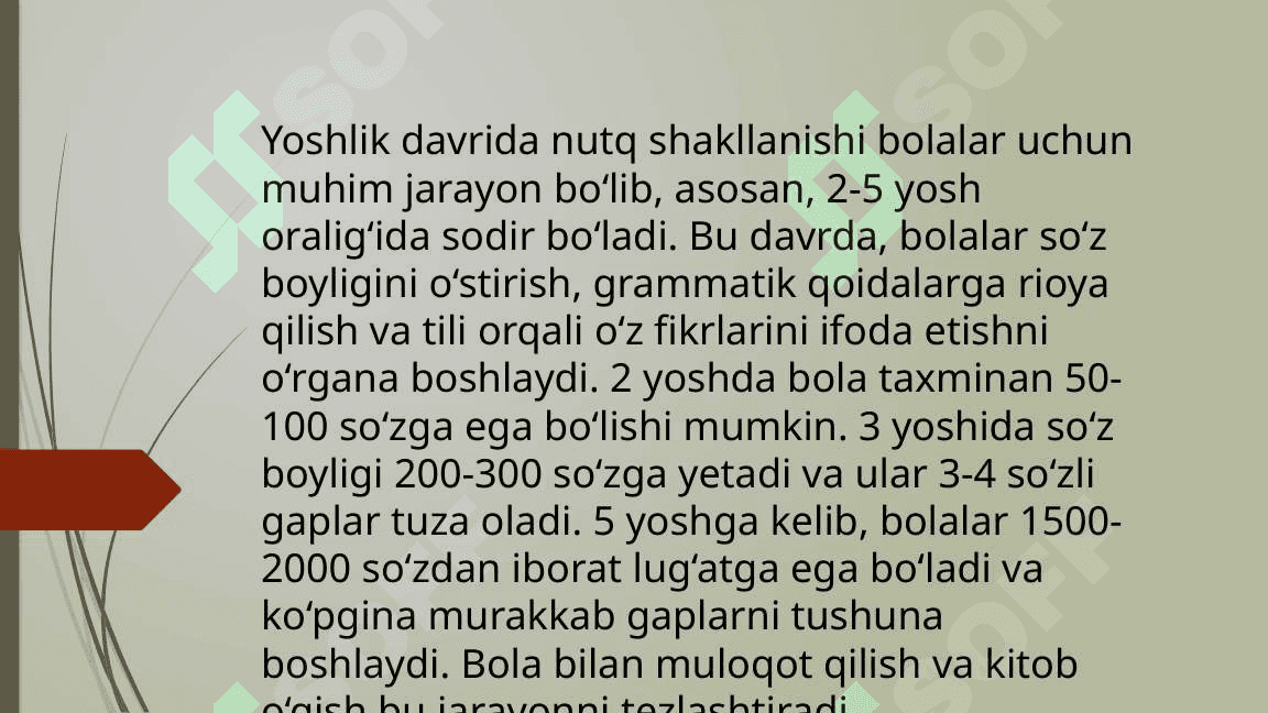 Til va yosh. Turli yoshdagi shaxslarning nutqi masalalari. Bolalar nutqi 4