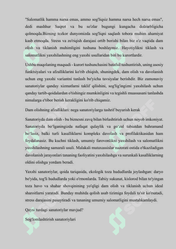 Sanatoriya-sog‘lomlashtirish xizmatlar 2