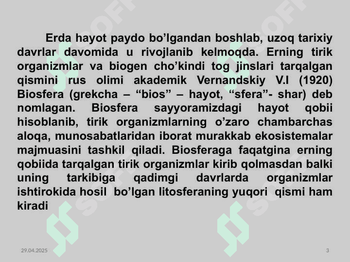 Biosfera va unda kechayotgan jarayonlar 3