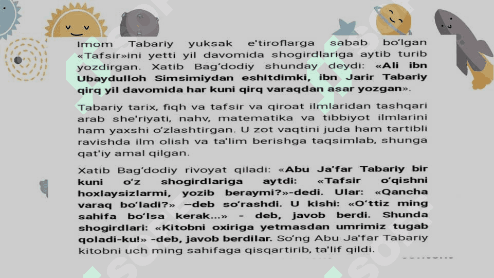 Tabariyning Tarixi-arrusul va I-mulk asari tahlili 3