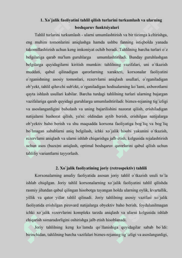 Iqtisodiy tahlilning turlari va ularning axborot manbalari 2