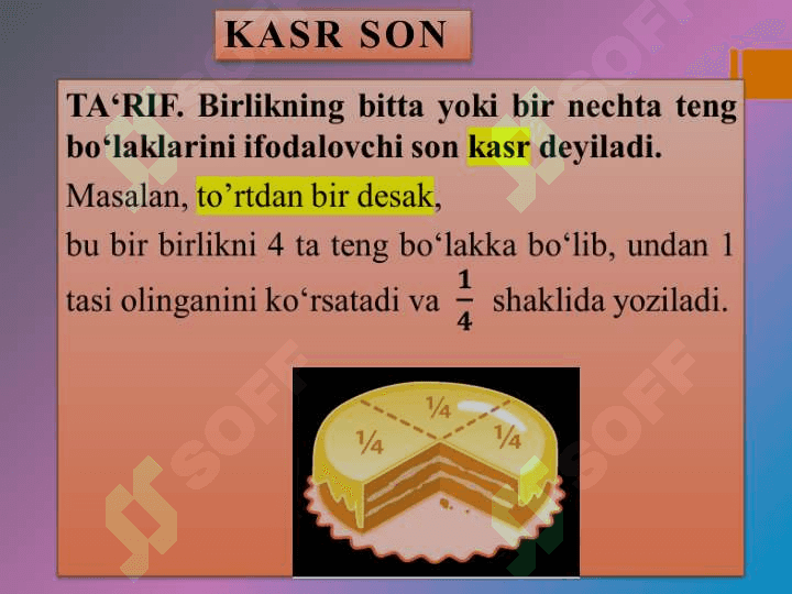 O‘nli kasrlar va ular ustida arifmetik amallarni bajarish algoritmi. Davriy o‘nli kasrlar va ular ustida arifmetik amallar. 4