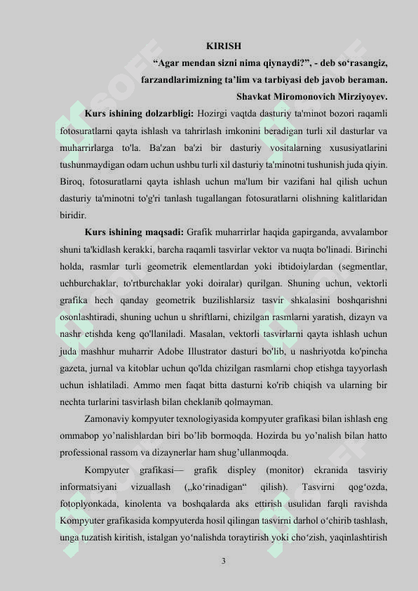 Kompyuter grafikasi. 2 va 3 o’lchovli grafikaning ahamiyati 3