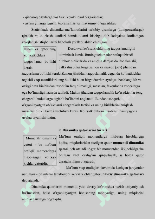 Dinamikani statistik o’rganish usullari 3