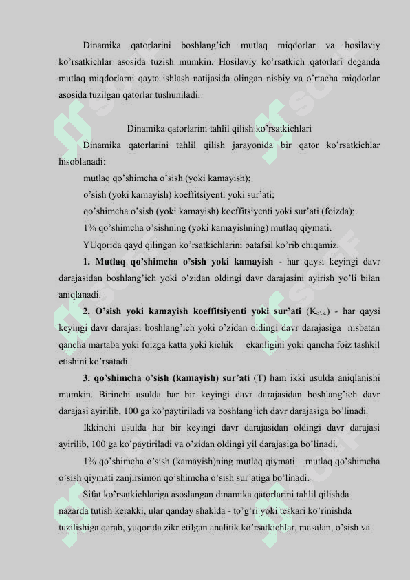 Dinamikani statistik o’rganish usullari 4