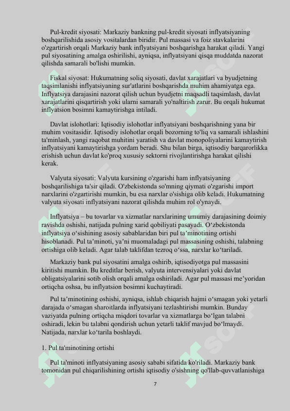 O'zbekistonda inflyatsiyaning sabablari va   xususiyatlari 7
