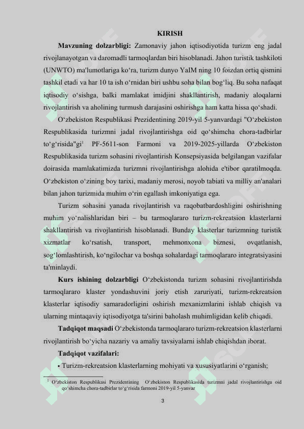 O‘zbekistonda tarmoqlararo turizm-rekreatsion klasterlarni rivojlantirish 3