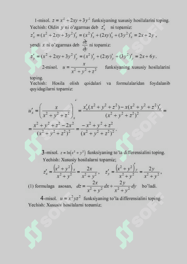 IKKI O’ZGARUVCHILI FUNKSIYANING XUSUSIY HOSILALARI VA EKTREMUMINI ANIQLASH 2