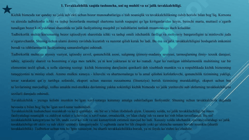 Tavakkalchilikni boshqarish 3