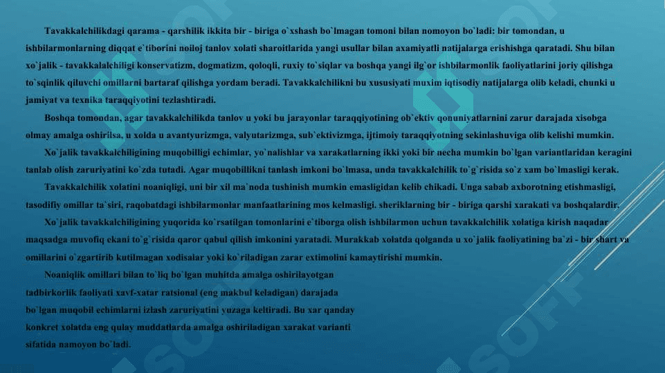 Tavakkalchilikni boshqarish 5