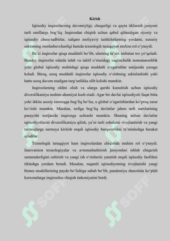 Iqtisodiy o’sish sikllari va inqirozlari 2